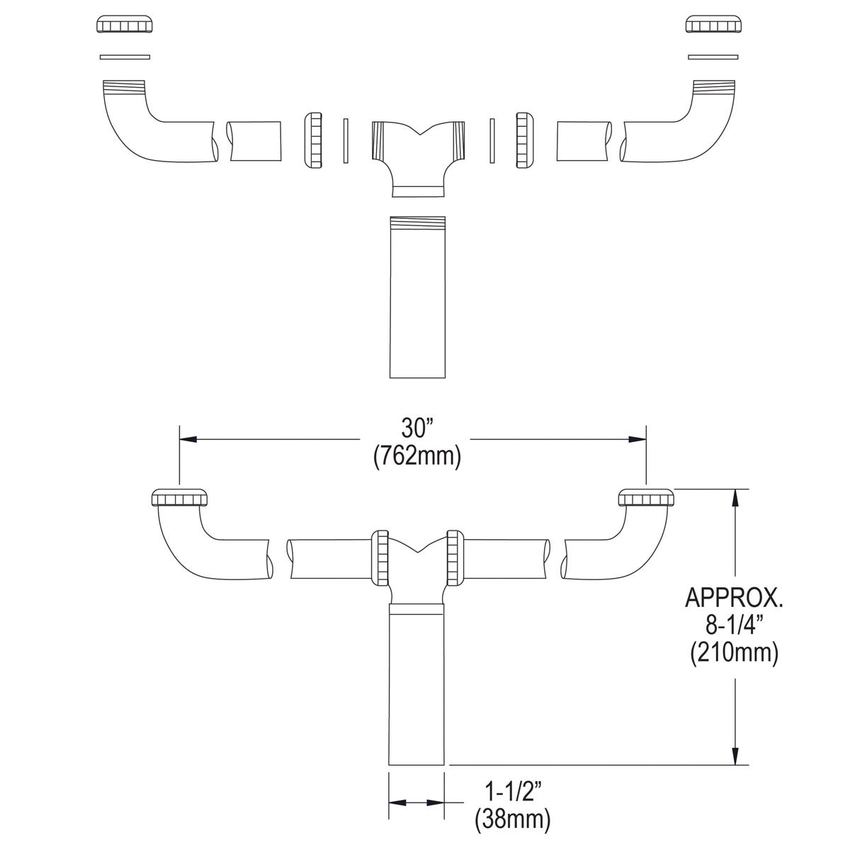 Elkay Drain Fitting Center Outlet for Double Bowl Sinks LK52