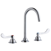 Elkay 8" Centerset with Concealed Deck Laminar Flow Faucet with 5" Gooseneck Spout 4" Wristblade Handles Chrome LK800LGN05T4