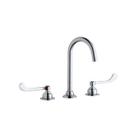 Elkay 8" Centerset with Concealed Deck Laminar Flow Faucet with 5" Gooseneck Spout 6" Wristblade Handles Chrome LK800LGN05T6