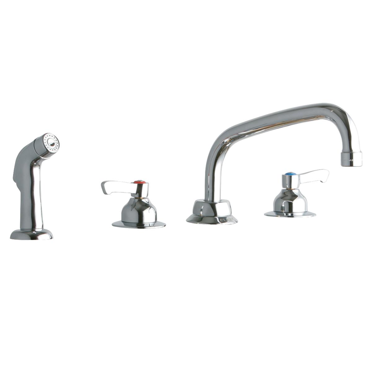 Elkay 8" Centerset with Concealed Deck Faucet with 8" Arc Tube Spout 2" Lever Handles with Side Spray Chrome LK801AT08L2
