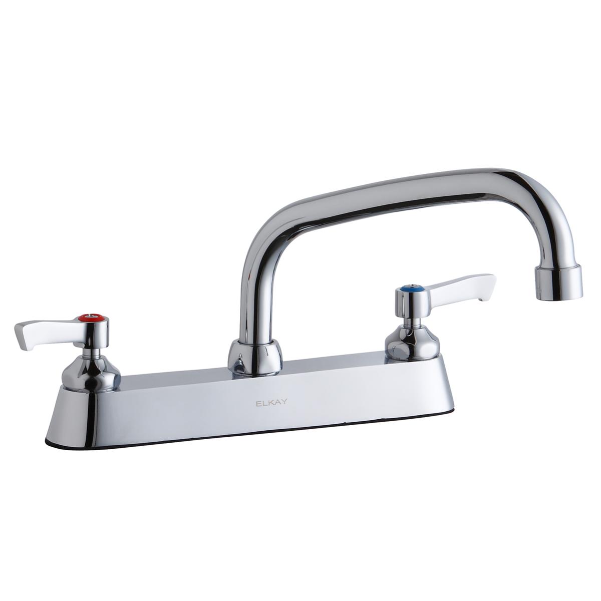 Elkay 8" Centerset with Exposed Deck Faucet with 8" Arc Tube Spout 2" Lever Handles Chrome LK810AT08L2