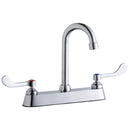 Elkay 8" Centerset with Exposed Deck Faucet with 4" Gooseneck Spout 4" Wristblade Handles Chrome LK810GN04T4