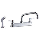 Elkay 8" Centerset with Exposed Deck Faucet with 8" Arc Tube Spout 2" Lever Handles Plus Side Spray Chrome LK811AT08L2