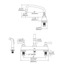 Elkay 8" Centerset with Exposed Deck Faucet with 8" Arc Tube Spout 2" Lever Handles Plus Side Spray Chrome LK811AT08L2