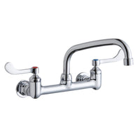 Elkay Foodservice 8" Centerset Wall Mount Faucet with 8" Arc Tube Spout 4" Wristblade Handles 1/2in Offset Inlets LK940AT08T4H