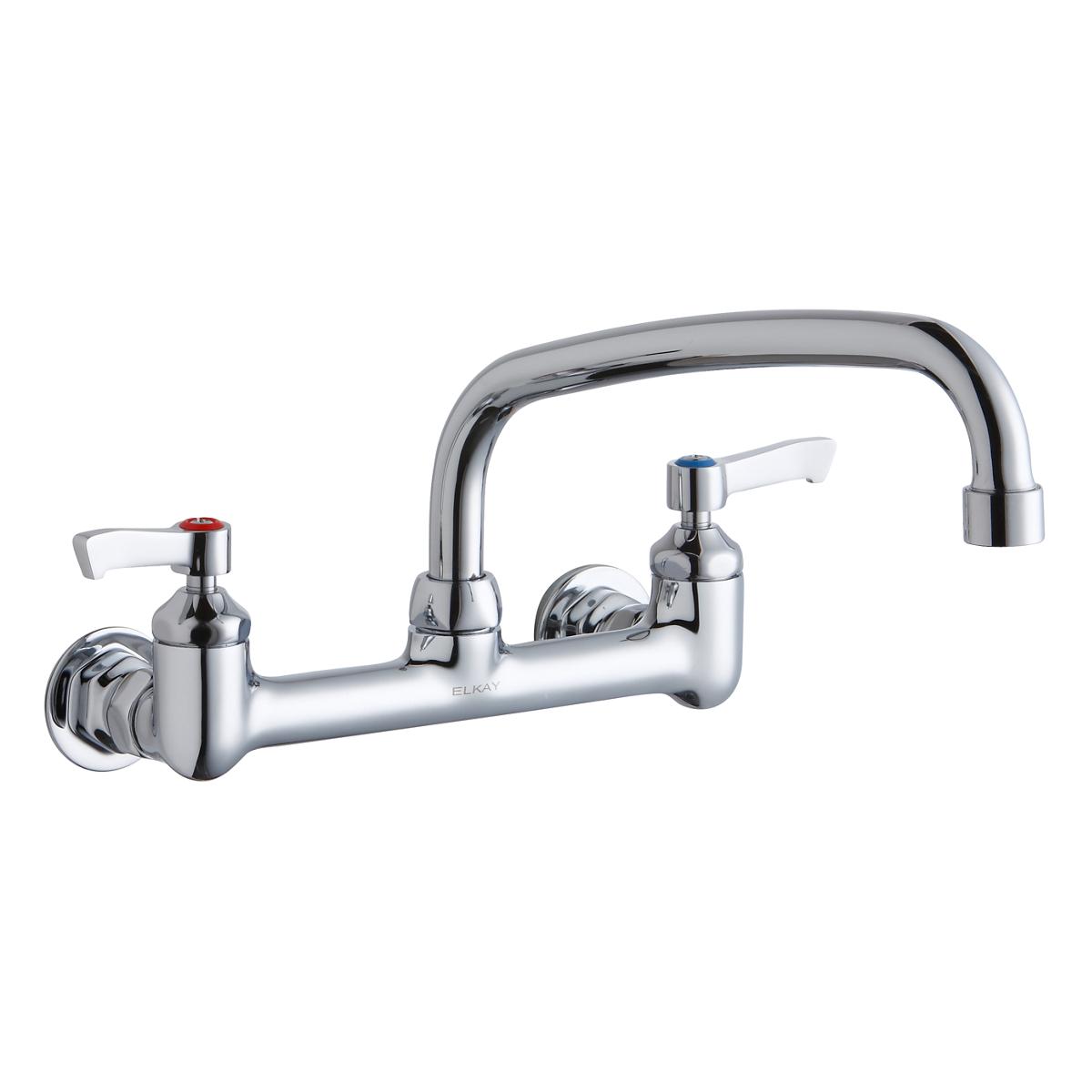 Elkay Foodservice 8" Centerset Wall Mount Faucet with 10" Arc Tube Spout 2" Lever Handles 1/2in Offset Inlets Chrome LK940AT10L2H