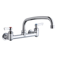 Elkay Foodservice 8" Centerset Wall Mount Faucet with 10" Arc Tube Spout 2" Lever Handles 1/2in Offset Inlets Chrome LK940AT10L2H