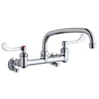 Elkay Foodservice 8" Centerset Wall Mount Faucet with 10" Arc Tube Spout 4in Wristblade Handles 1/2 Offset Inlets+Stop LK940AT10T4S