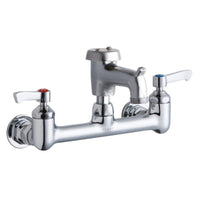 Elkay 8" Centerset Wall Mount Faucet with 3" Bucket Hook Spout 2" Lever Handles 1/2in Offset Inlets Rough Chrome LK940BR03L2H
