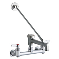 Elkay 8" Centerset Wall Mount Faucet with 7" Bucket Hook Spout 2" Lever Handles 1/2in Offset Inlets Rough Chrome LK940BR07L2H