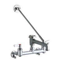 Elkay 8" Centerset Wall Mount Faucet with 7" Bucket Hook Spt 2" Lever Handles 1/2 Offset Inlets+Stop Rough Chrome LK940BR07L2S