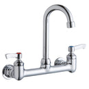Elkay Scrub/Handwash 8" Centerset Wall Mount Faucet with 4" Gooseneck Spout 2" Lever Handles 1/2in Offset Inlets LK940GN04L2H