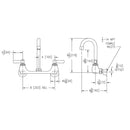 Elkay Scrub/Handwash 8" Centerset Wall Mount Faucet with 4" Gooseneck Spout 2" Lever Handles 1/2in Offset Inlets LK940GN04L2H