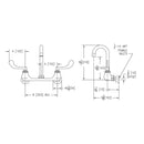 Elkay Scrub/Handwash 8" Centerset Wall Mount Faucet w/4" Gooseneck Spout 4" Wristblade Handles 1/2in Offset Inlet LK940GN04T4H
