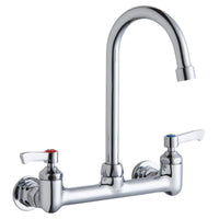Elkay Scrub/Handwash 8" Centerset Wall Mount Faucet with 5" Gooseneck Spout 2" Lever Handles 1/2in Offset Inlets LK940GN05L2H
