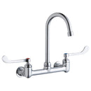 Elkay Scrub/Handwash 8" Centerset Wall Mount Faucet w/5" Gooseneck Spout 6" Wristblade Handles 1/2in Offset Inlet LK940GN05T6H