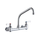 Elkay Foodservice 8" Centerset Wall Mount Faucet with 8" High Arc Spout 2" Lever Handles 1/2in Offset Inlets Chrome LK940HA08L2H