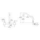 Elkay Foodservice 8" Centerset Wall Mount Faucet with 8" High Arc Spout 2" Lever Handles 1/2in Offset Inlets Chrome LK940HA08L2H