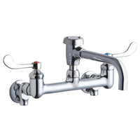 Elkay Service/Utility 8" Centerset Wall Mount Faucet w/7" Vented Spt 4" Wristblade Handles 1/2 Offset Inlets+Stop LK940VS07T4S