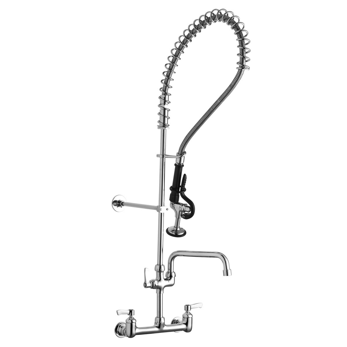 Elkay 8" Centerset Wall Mount Faucet 44in Flexible Hose with 1.2 GPM Spray Head + 10in Arc Tube Spout 2in Lever Handles LK943AF10LC