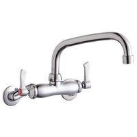 Elkay Foodservice 3-8" Adjustable Centers Wall Mount Faucet w/8" Tube Spout 2" Lever Handles 2in Inlet Chrome LK945TS08L2T