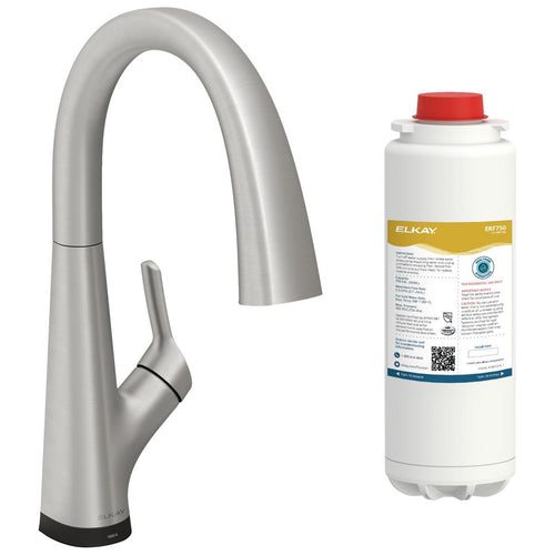 ELKAY Single Hole 2 in 1 Filtered Drinking Water Kitchen Faucet Steel LKAV7051FLS