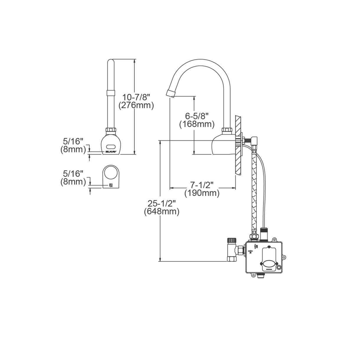 Elkay Commercial Electronic Sensor Scrub/Handwash Battery Powered Wall Mount Faucet Chrome LKB722C