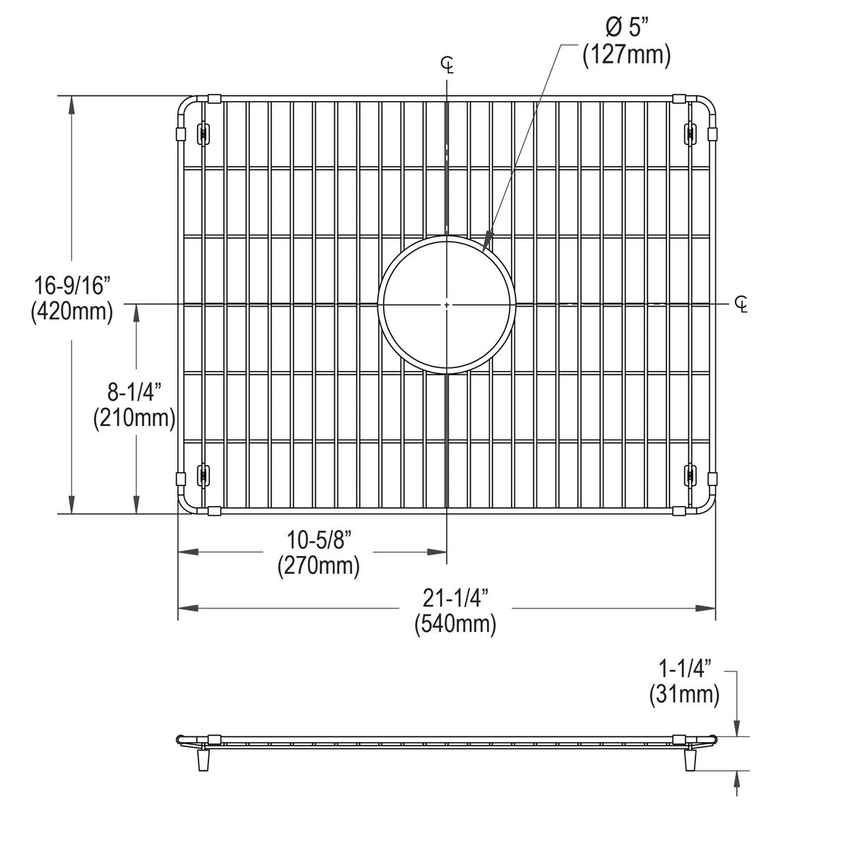 Elkay Stainless Steel 21-1/4" x 16-9/16" x 1-3/8" Bottom Grid LKBG2217SS