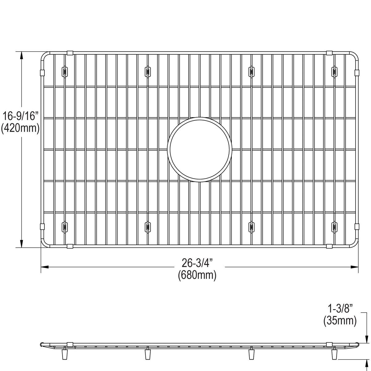 Elkay Stainless Steel 26-3/4" x 16-9/16" x 1-3/8" Bottom Grid LKBG2616SS