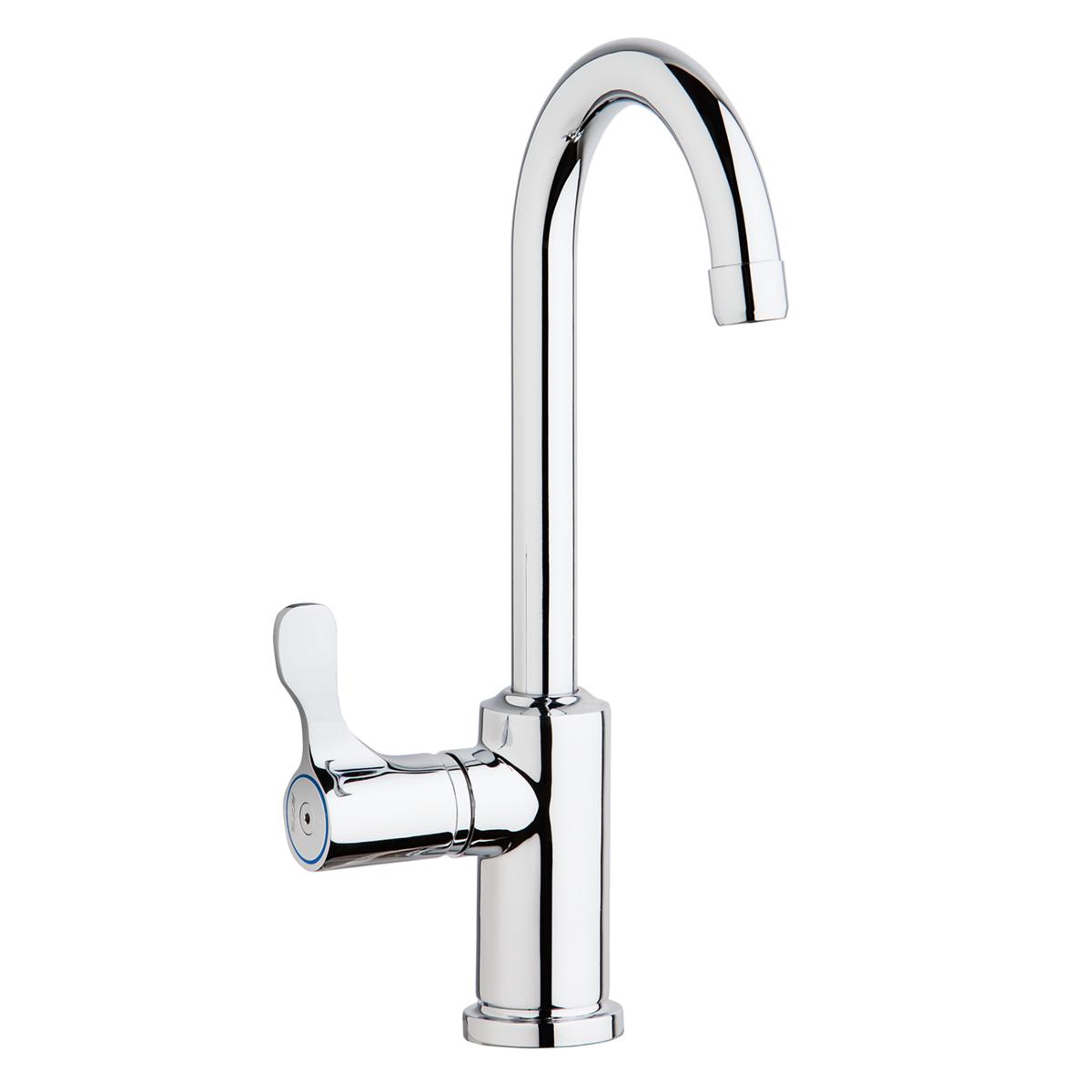Elkay Single Hole 8-5/8" Deck Mount Faucet with Gooseneck Spout Lever Handle on Left Side Chrome LKD208513LC