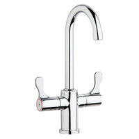Elkay Single Hole 12-1/2" Deck Mount Faucet with Gooseneck Spout Twin Lever Handles Chrome LKD208813C