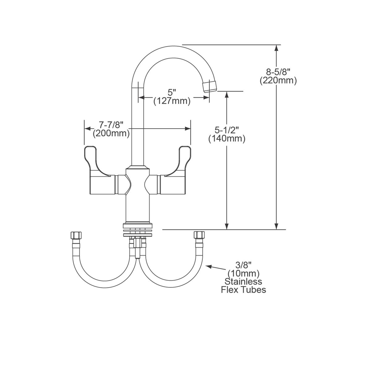 Elkay Single Hole 8-5/8" Deck Mount Faucet with Gooseneck Spout Twin Lever Handles Chrome LKD20888C