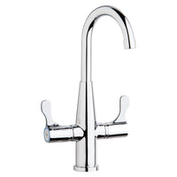 Elkay Single Hole Deck Mount Faucet with Gooseneck Spout Twin Lever Handles Chrome LKD2223C
