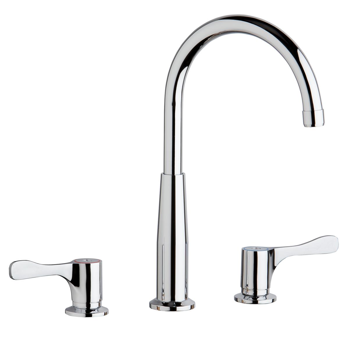 Elkay 8" Centerset Concealed Deck Mount Faucet with Gooseneck Spout and 4" Lever Handles + Stop Chrome LKD232SBH5C