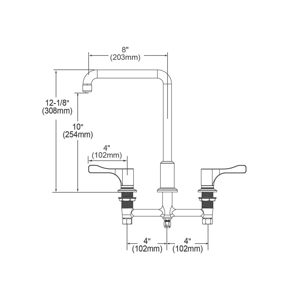Elkay 8" Centerset Concealed Deck Mount Faucet with Arc Tube Spout and 4" Lever Handles Chrome LKD2432BHC