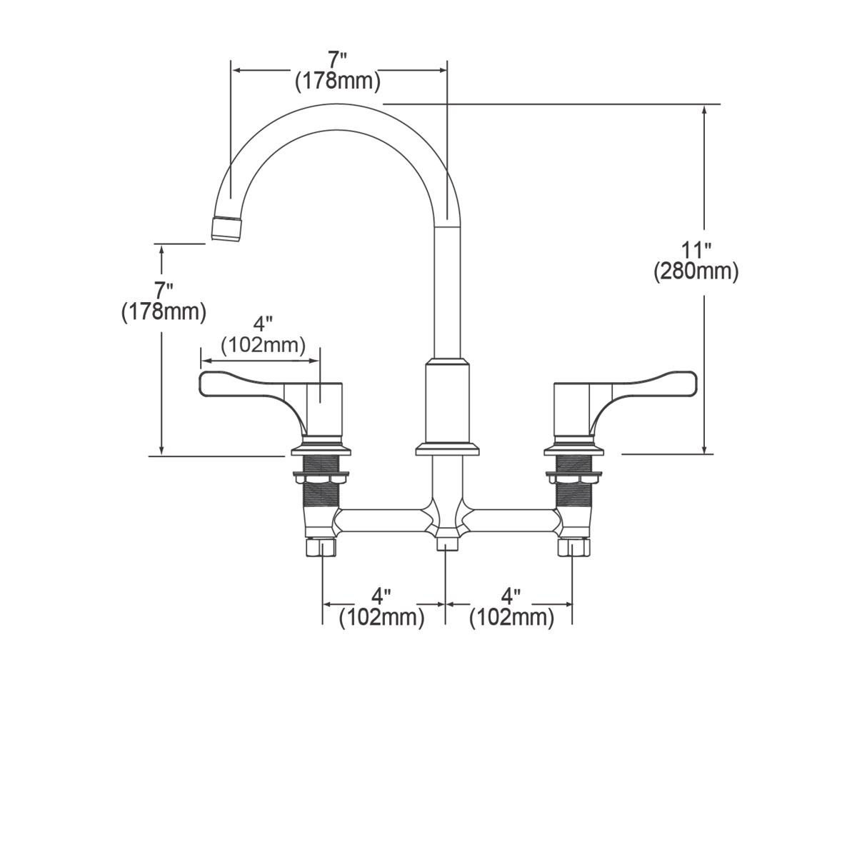 Elkay 8" Centerset Concealed Deck Mount Faucet with Arc Spout and 4" Lever Handles Chrome LKD2439BHC