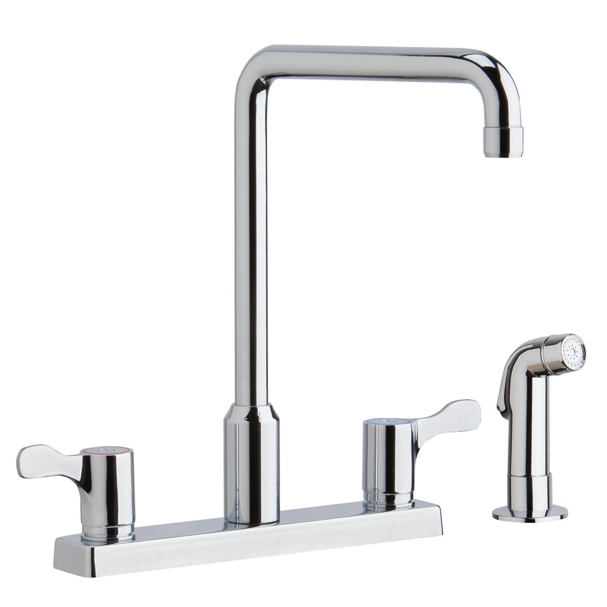 Elkay 8" Centerset Exposed Deck Mount Faucet with Arc Spout and 2-5/8" Lever Handles with Side Spray Chrome LKD2443C