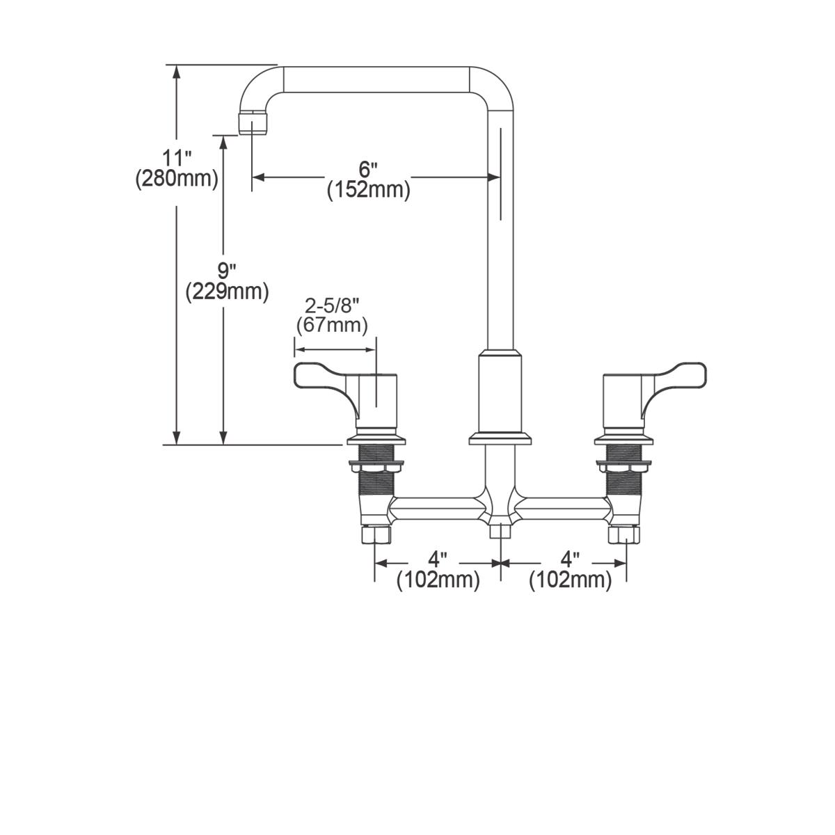 Elkay 8" Centerset Concealed Deck Mount Faucet with Arc Tube Spout and 2-5/8" Lever Handles Chrome LKDA2437C