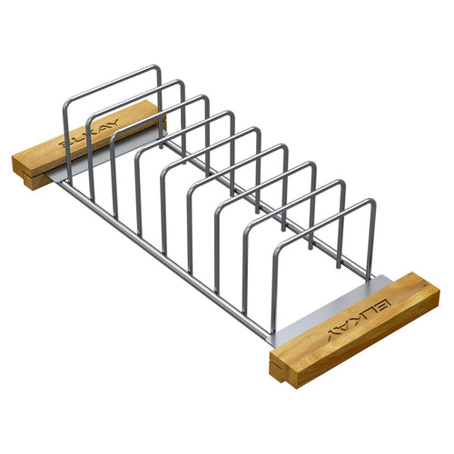 Elkay Crosstown Stainless Steel 16-7/8" x 6-3/4" x 4-1/4" Drying Rack with Wood Handles LKDR0717SS