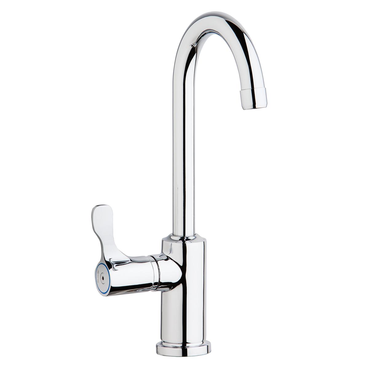 Elkay Single Hole 12-1/2" Vandal Resistant Deck Mount Faucet with Gooseneck Spout Lever Handle on Left Side Chrome LKDVR208513LC