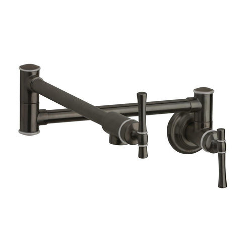 Elkay Explore Wall Mount Single Hole Pot Filler Kitchen Faucet with Lever Handles Antique Steel LKEC2091AS