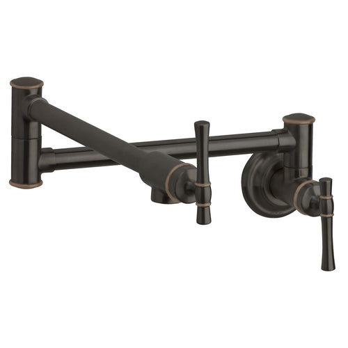 Elkay Explore Wall Mount Single Hole Pot Filler Kitchen Faucet with Lever Handles Oil Rubbed Bronze LKEC2091RB