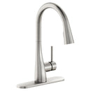 Elkay LKGT4083LS Lead-Free Gourmet Single Hole Kitchen Faucet with Pull-down Spray and Forward Only Lever Handle Lustrous Steel