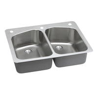Elkay Lustertone Classic Stainless Steel 33" x 22" x 9", 2R-Hole Equal Double Bowl Dual Mount Sink with Perfect Drain LKHSR33229PD2R