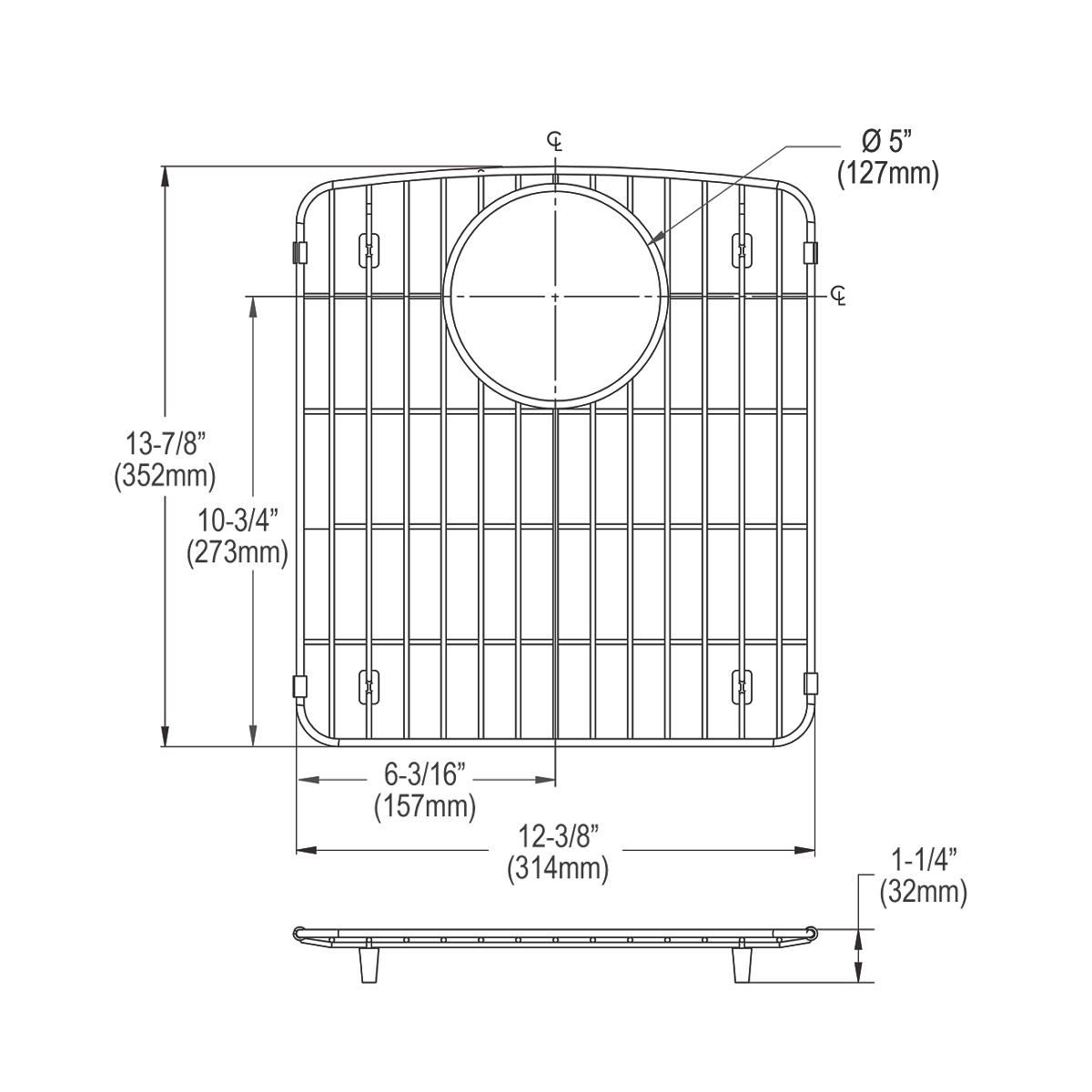 Elkay Stainless Steel 12-3/4" x 14-1/2" x 1" Bottom Grid LKOBG1415SS
