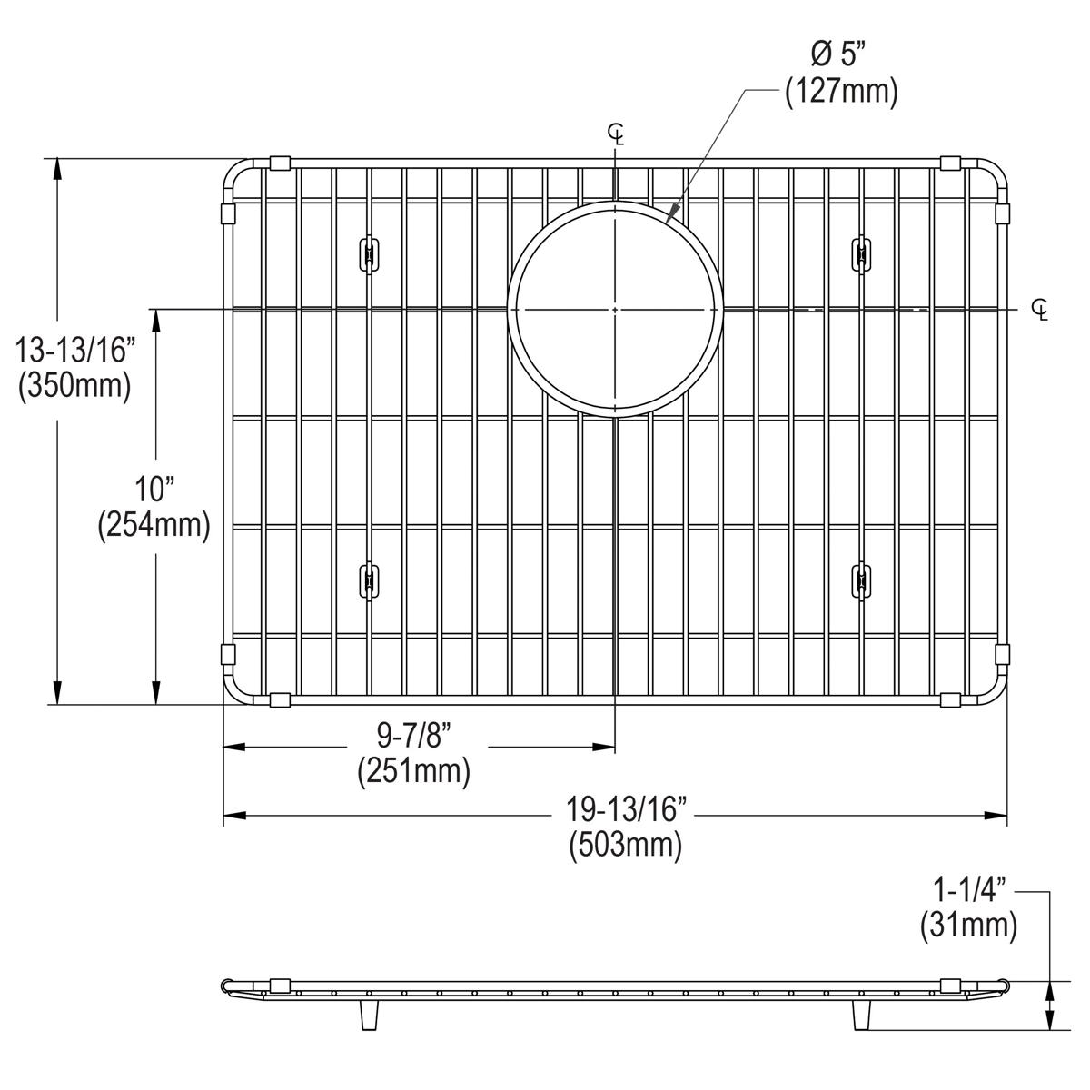 Elkay Stainless Steel 19-13/16" x 13-13/16" x 1-1/4" Bottom Grid LKOBG2217SS