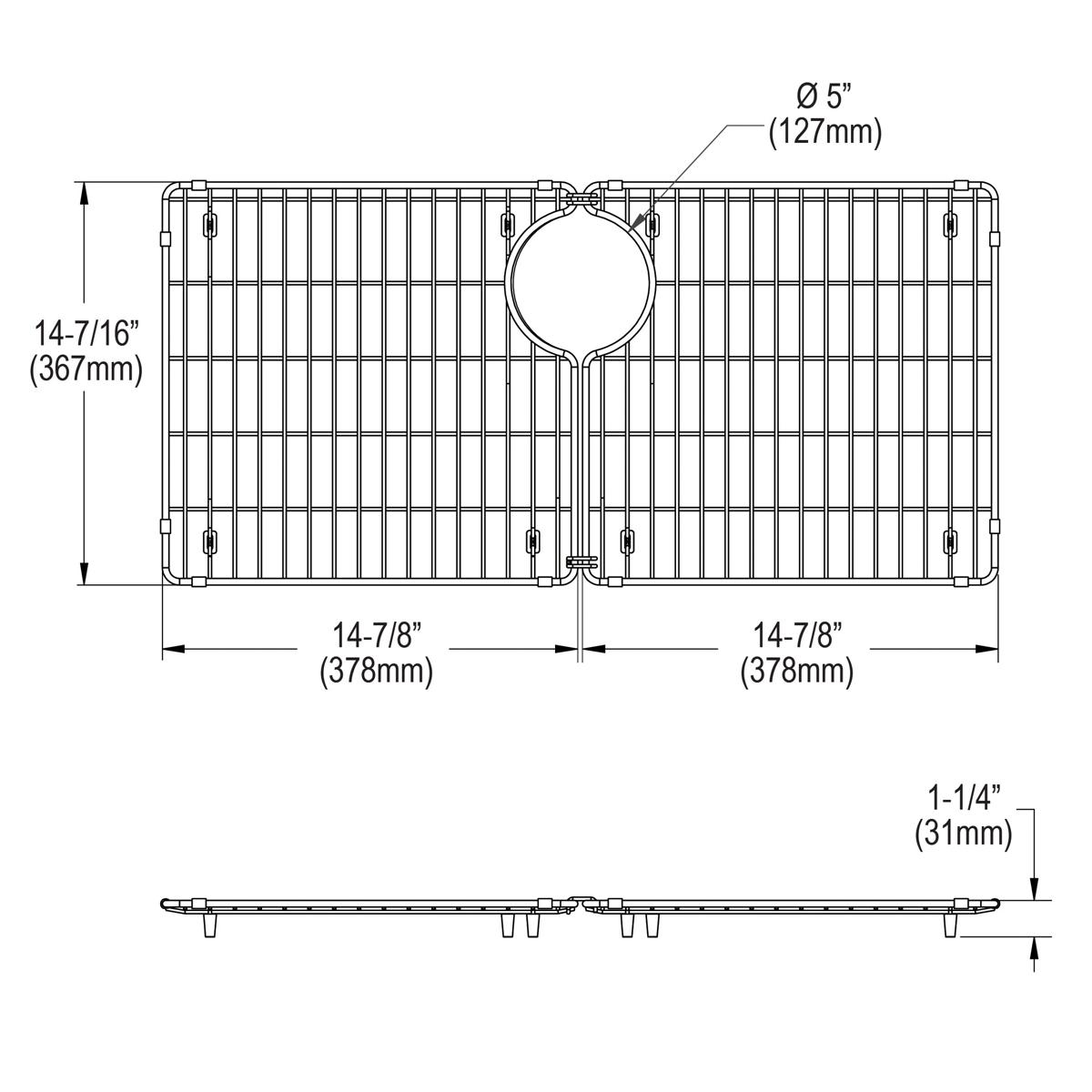 Elkay Stainless Steel 14-7/16" x 29-15/16" x 1-1/4" Bottom Grid LKOBG3014SS