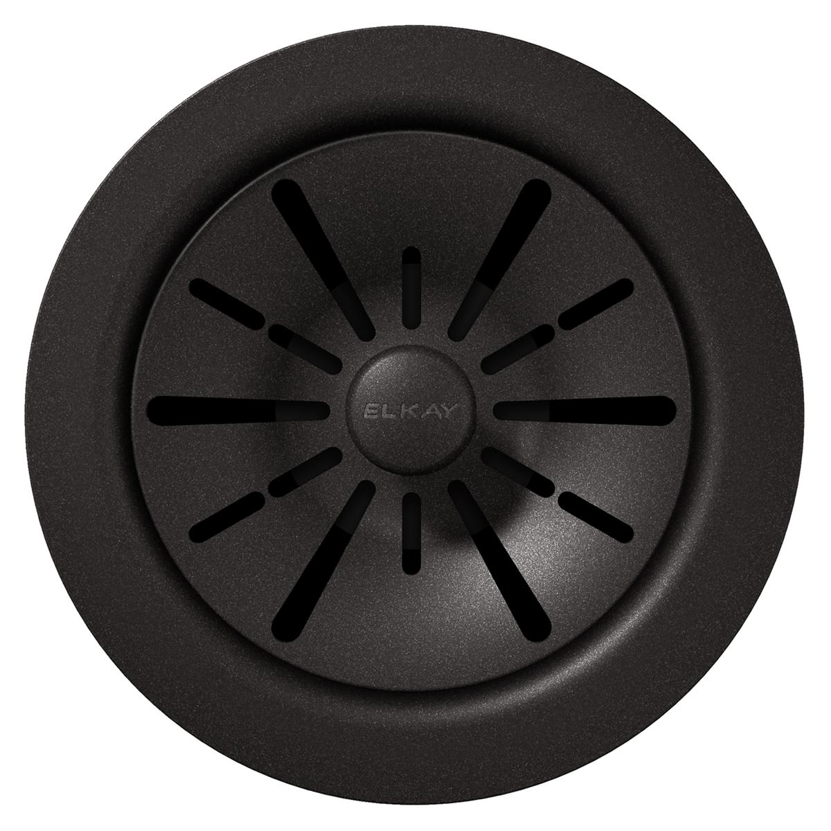 Elkay Quartz Perfect Drain 3-1/2" Polymer Disposer Flange with Removable Basket Strainer and Rubber Stopper Black LKPDQD1BK