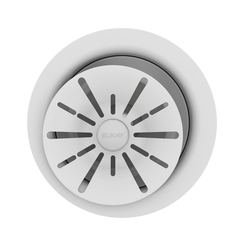 Elkay Quartz Perfect Drain 3-1/2" Polymer Disposer Flange with Removable Basket Strainer and Rubber Stopper Arctic Fox LKPDQD1FX