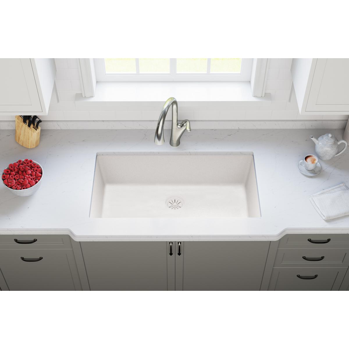 Elkay Quartz Perfect Drain 3-1/2" Polymer Disposer Flange with Removable Basket Strainer and Rubber Stopper Ricotta LKPDQD1RT